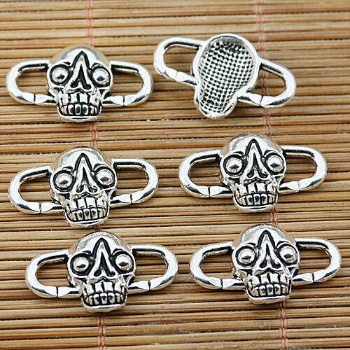 8pcs tibetan silver tone skull connector EF1585