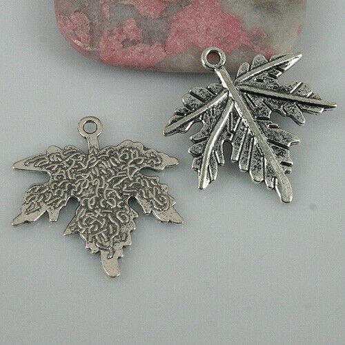 10pcs Tibetan Silver color leaf charms EF0522