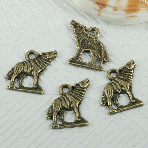 30pcs antiqued bronze tone wolf design charms EF0575