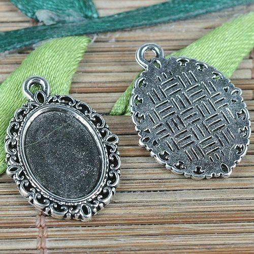 10pcs tibetan silver color rim cabochon settings INNER SIZE17x12mm H0695