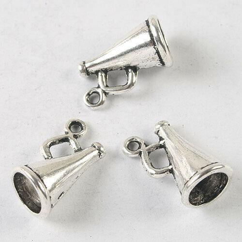 15pcs dark silver tone horn pendant charm h3869