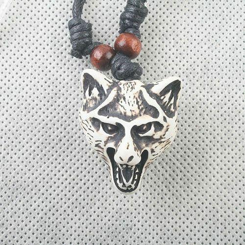 wolf head Tibetan Imitate with wooden beads Pendant C810
