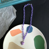 Jewelry Necklace Love Heart pendant Candy Color Chains multilayer Necklace