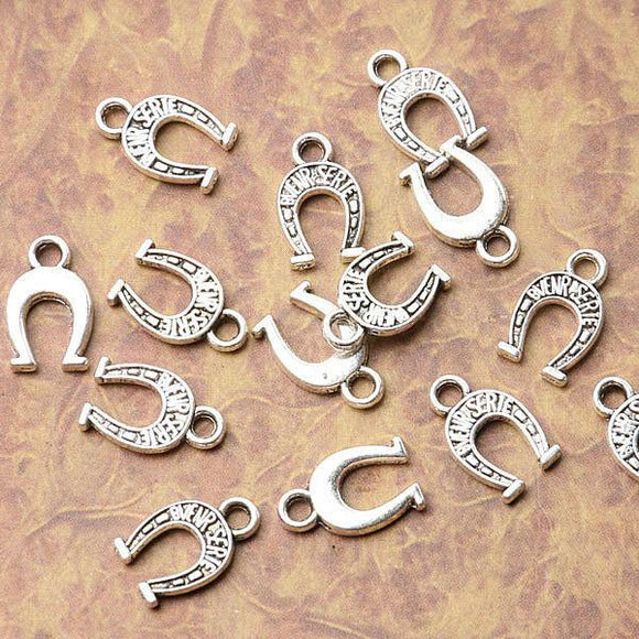 Tibetan silver plated horse shoe charm pendants  40pcs  EF3530