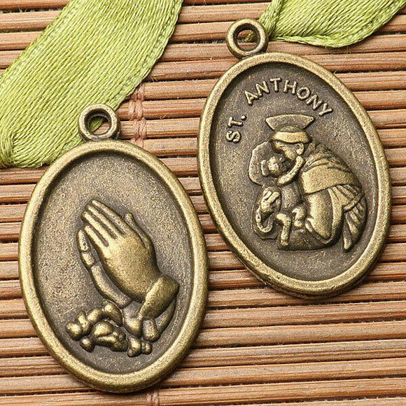 10pcs antiqued bronze color oval shaped religious protrait charms  EF2666
