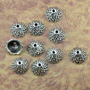 30pcs tibetan silver color leaf branch design bead caps EF1282