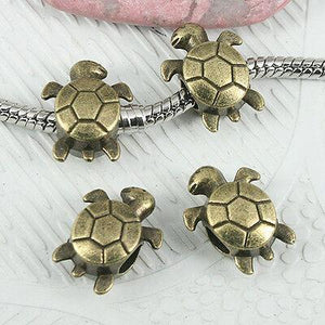 8pcs antiqued bronze tone 2sided turtle design loose bead EF0885