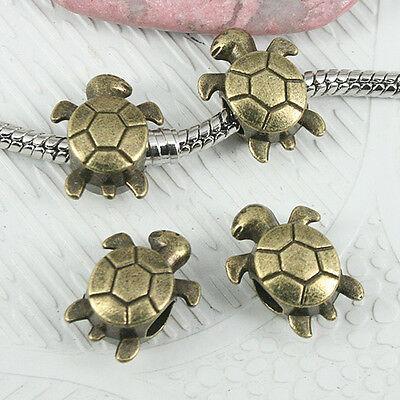 8pcs antiqued bronze tone 2sided turtle design loose bead EF0885