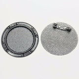 2 piezas de broche con borde de cabujón redondo de 30 mm en color plata tibetana, diseño XA052 