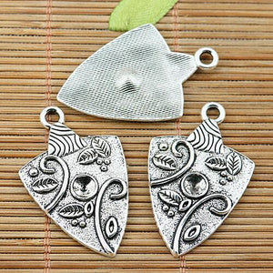 6pcs tibetan silver tone triangle shaped leaf pattern pendant EF1914