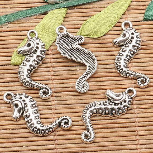 20pcs tibetan silver color cute sea-horse design charms h0007