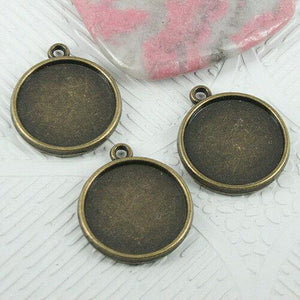 8pcs antiqued bronze color 2sided round cabochon settings EF0731