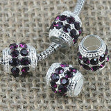 Fashion Multi-color Crystal big hole European loose bead in silver color to Pick