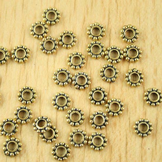 200pcs dark gold-tone crafted daisy flower design spacer bead h2288