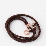 Brown Necklace Cord Butterfly Rhinestones Bail Link Clasp Rosegold 1pc CL25