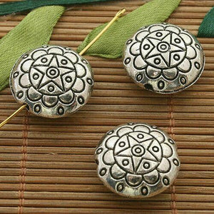 6pcs Tibetan silver color 2sided round 17mm pattern spacer beads H3600