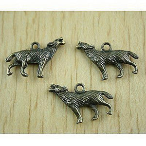 10pcs dark bronze-tone wolf design charms h0389