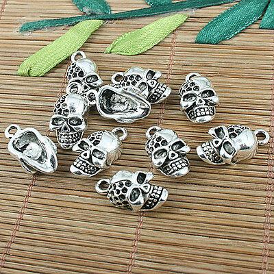 20pcs Tibetan silver tone 19x10mm skull head charms h2958