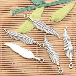 20pcs tibetan silver color feather charms h0261