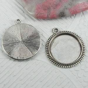 12pcs tibetan silver color round cabochon settings charms EF0959