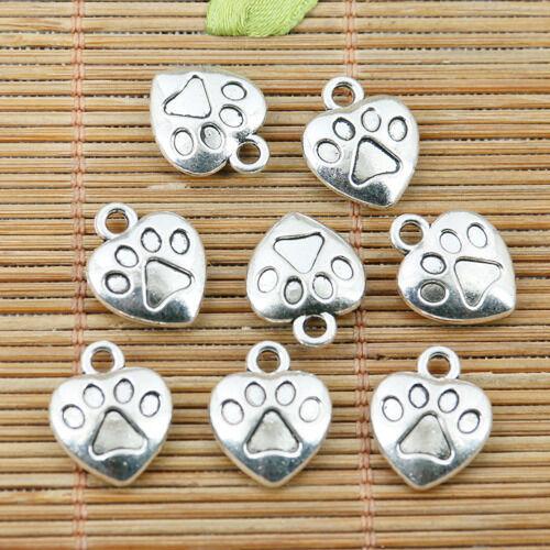 10pcs tibetan silver color 2sided heart shaped footprint charms EF2376