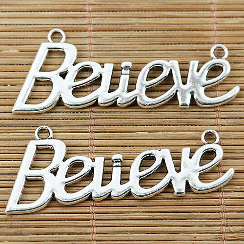 5pcs tibetan silver color Believe word design  charm pendant  EF1286