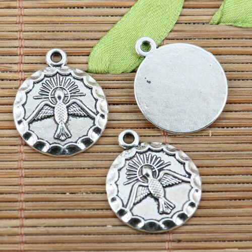 8pcs tibetan silver color 19mm round pattern charms EF2315