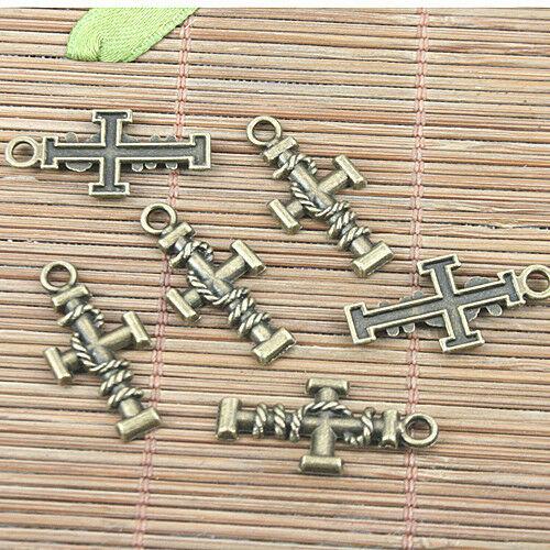 20pcs antiqued bronze color cross shaped design pendant G1931