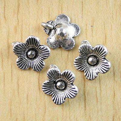 18pcs tibetan silver flower drop charms h0927