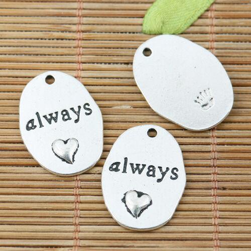 8pcs tibetan silver tone always lettering charms EF2233
