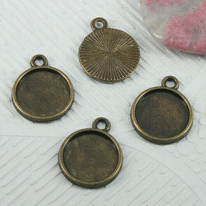 20pcs antiqued bronze color round cabochon settings 18x14mm EF0744