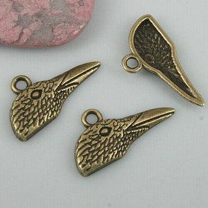 12pcs antiqued bronze color bird head charms EF0529