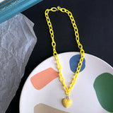 Jewelry Necklace Love Heart pendant Candy Color Chains multilayer Necklace