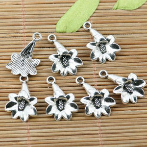 18pcs tibetan silver color flower charms EF2244