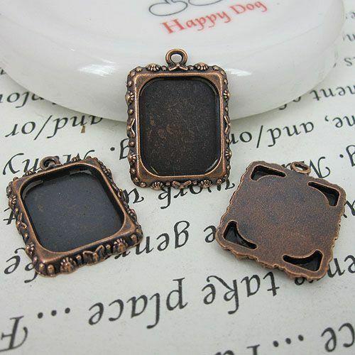 10pcs antiqued copper-tone picture frame pendant G471