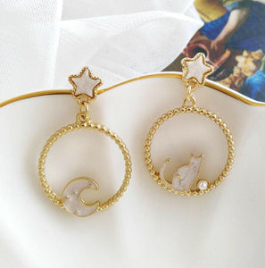 Fashion Jewelry Stud Earring Moon Cat Circle Earring Loop Earring