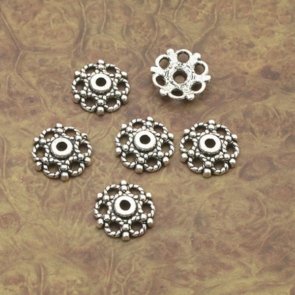 80pcs Tibetan silver flower bead cap findings X0117