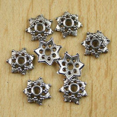 50pcs Tibetan silver crafted flower bead caps H0161