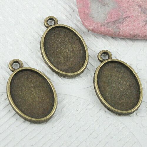 12pcs antiqued bronze color oval shape 2sided cabochon settings EF0691