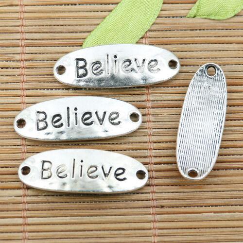 10pcs tibetan silver color curved Believe bar connector EF2317