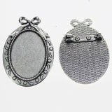 Lote de 2 cabujón ovalado de color plata tibetana de 25 x 35/25 x 18 mm, 30 x 40 mm y 13 x 18 mm, con diseño de broche.
