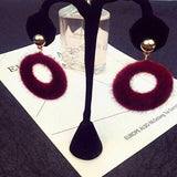 Fashion Jewelry Stud Earring Soft fuzzy Round Earring Lovely Fur Earring