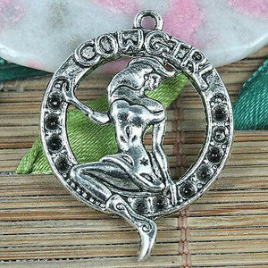 6pcs tibetan silver color COWGIRL design pendant EF0302