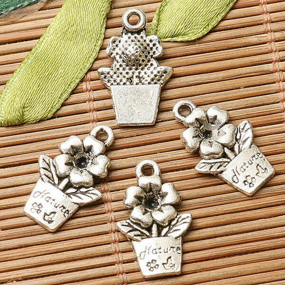 62pcs dark silver color flower  design charms  EF2845