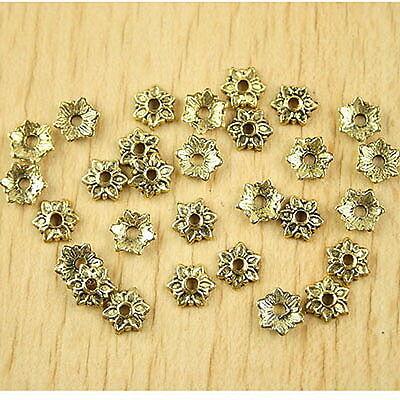 120pcs dark gold-tone flower beads caps h2281