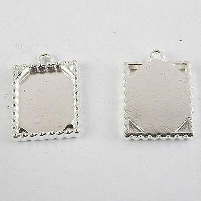 15pcs silver-tone rectangle picture frame charm 693-2