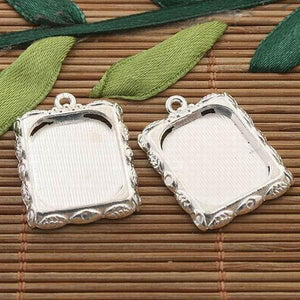 10pcs silver tone leaf design rim picture frame charm h3394