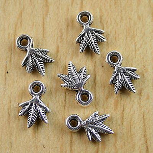 30pcs Tibetan silver leaves charms findings h0336