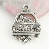 Tibetan Silver color JUST MARRIED design charms 10pcs EF0069