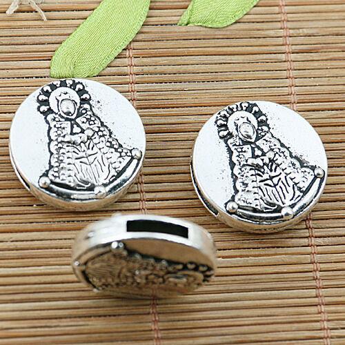 2pcs tibetan silver round religious portrait clasp connector EF1752